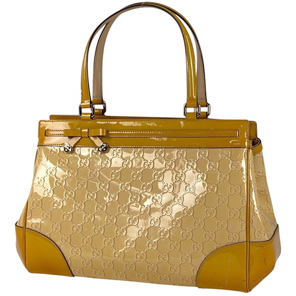 Gucci GG tote bag handbag ribbon Patent yellow - Picture 1 of 6